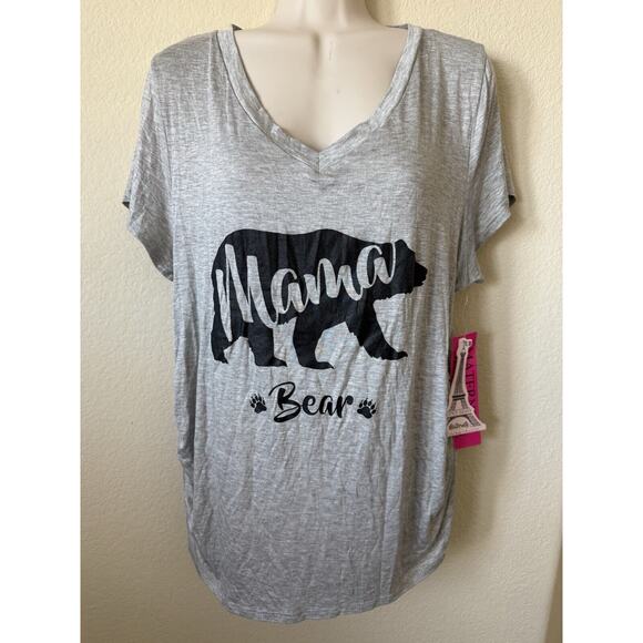 french pastry Tops - French Pastry Gray Mama Bear V Neck Short Sleeve Maternity T Shirt Top Size XL